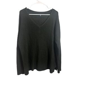 American Eagle Outfitters Womens XL Dark Green V-Neck Textured Pullover Sweater
